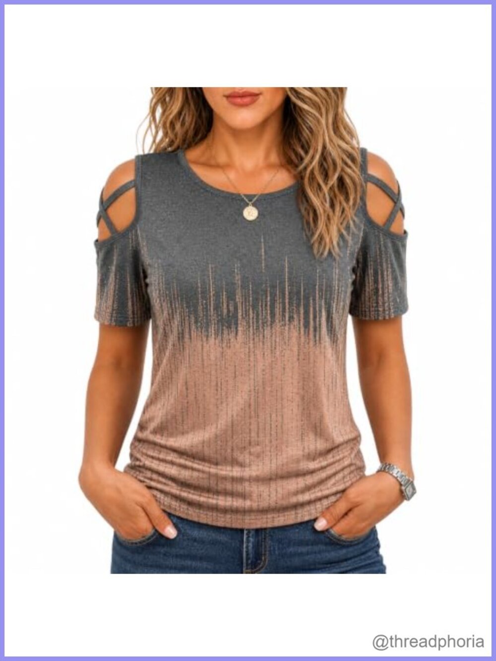 Women's Cold Shoulder Tunic Top Short Sleeve Scoop Neck High Low Loose Fit